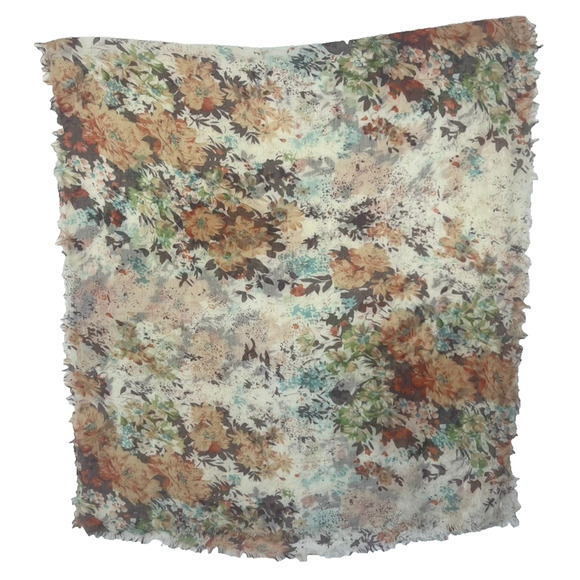 Shawl Scarf Bathing Suit Cover Rectangular Scarf Floral Print 75 X 32" - Picture 1 of 5